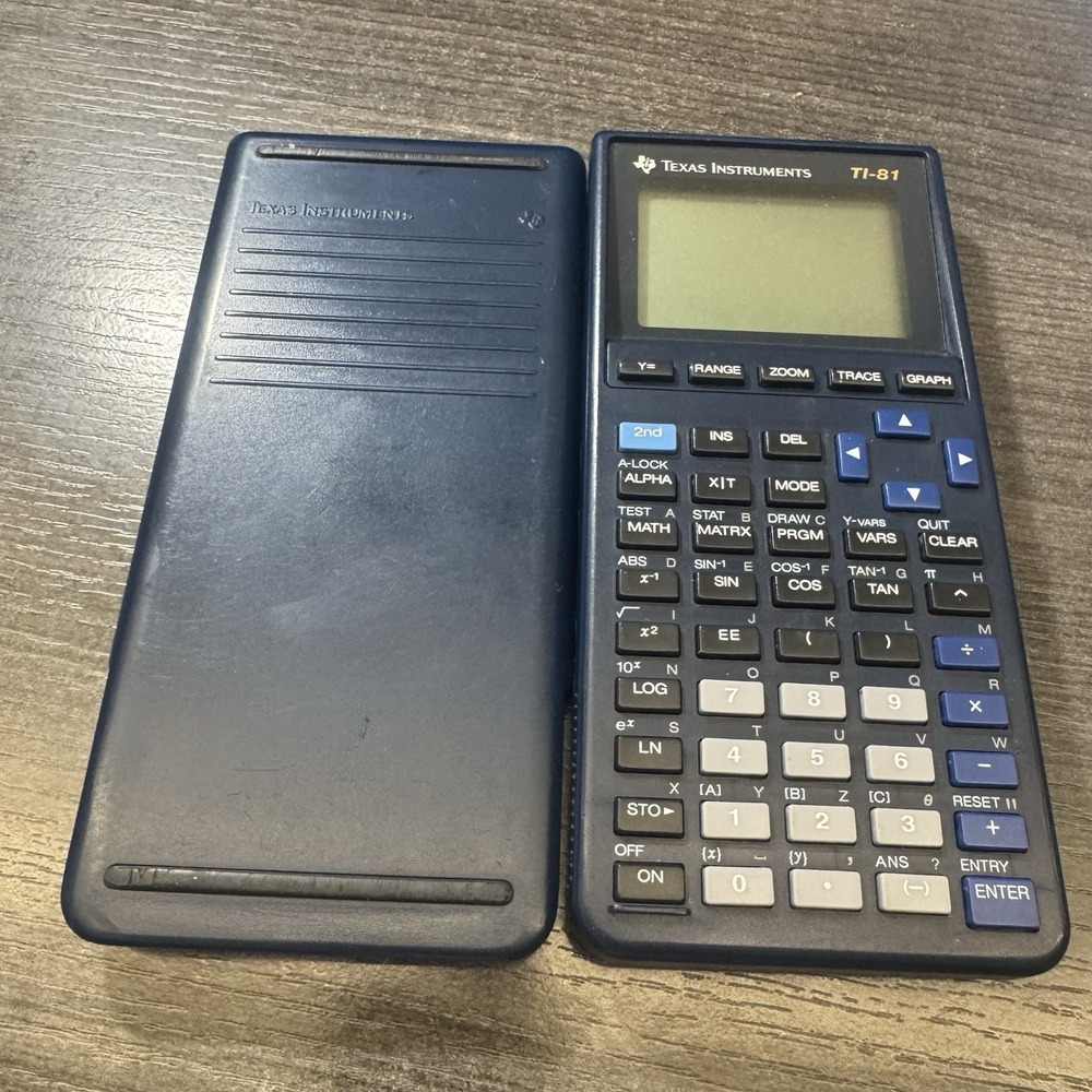 Texas Instruments TI-81 Graphing Calculator‎ Blue with Cover - Tested